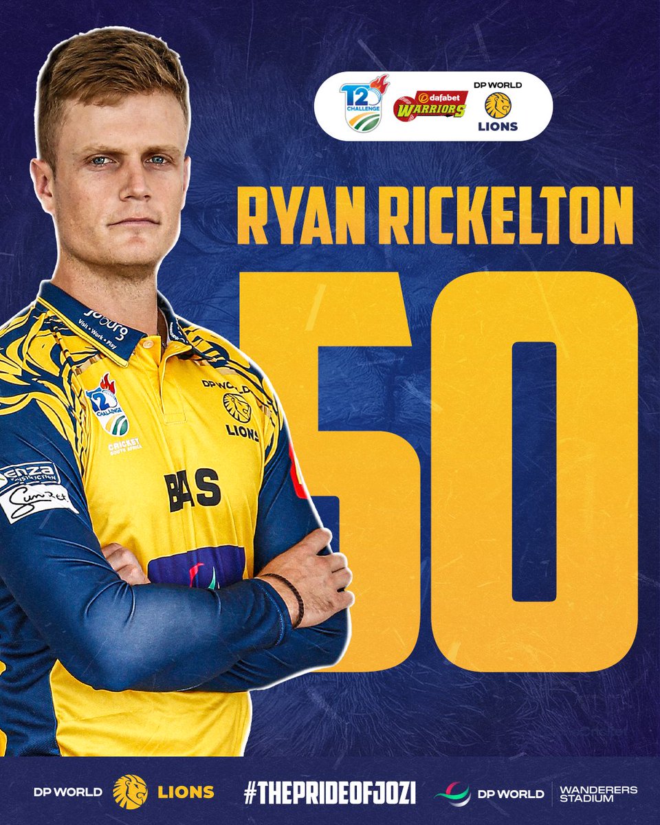 🦁 Another well-deserved 50 for our No.44

Well played Ryan! 👊

#WozaNawe #BePartOfIt #LionsCricket #ThePrideOfJozi