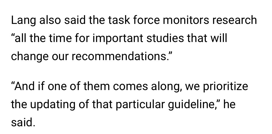 I am curious about this statement. @cantaskforce has updated 1 guideline since they started creating guidelines in 2010. Evidence for HPV screening was available as early as 2015 and the 2013 cervical cancer screening guideline has no update as of 2024. canadiantaskforce.ca/guidelines/pub…