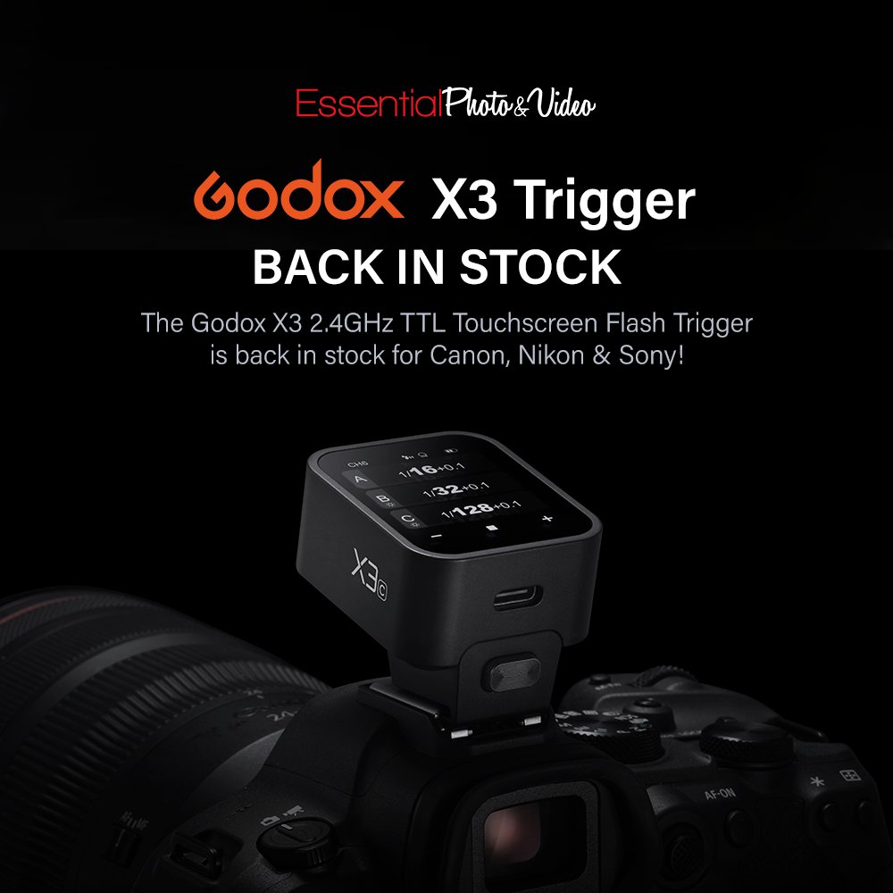 The @GodoxGlobal X3 Trigger is back in stock for Canon, Nikon and Sony cameras! 
Pre-orders placed for these versions will be dispatched in the next few days 🚚 💨
🛒 essentialphoto.co.uk/products/godox…
Olympus/Panasonic, Fuji stock is still yet to receive a confirmed ETA.