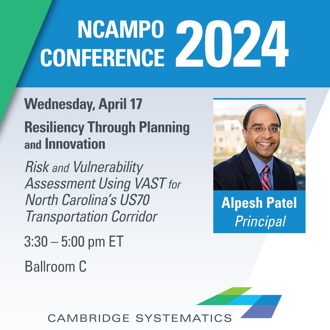 Today at the NCAMPO Conference! 👇 Learn how our partners at @NCDOT used the FHWA Vulnerability Assessment Scoring Tool (VAST) to identify vulnerable, critical multimodal assets and assess emergency response, community lifeline and cost implications along the US70 Corridor.