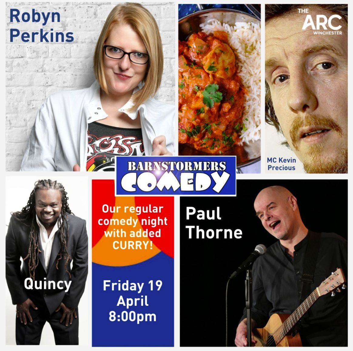 This Friday! Our regular comedy night at The Arc, Barnstormers Comedy presents a line-up of three top acts from the London comedy circuit and beyond. Line-up: @pthornecomedian , @robynHperkins and Quincy MC - Kevin Precious Tickets: buff.ly/43LpqqC