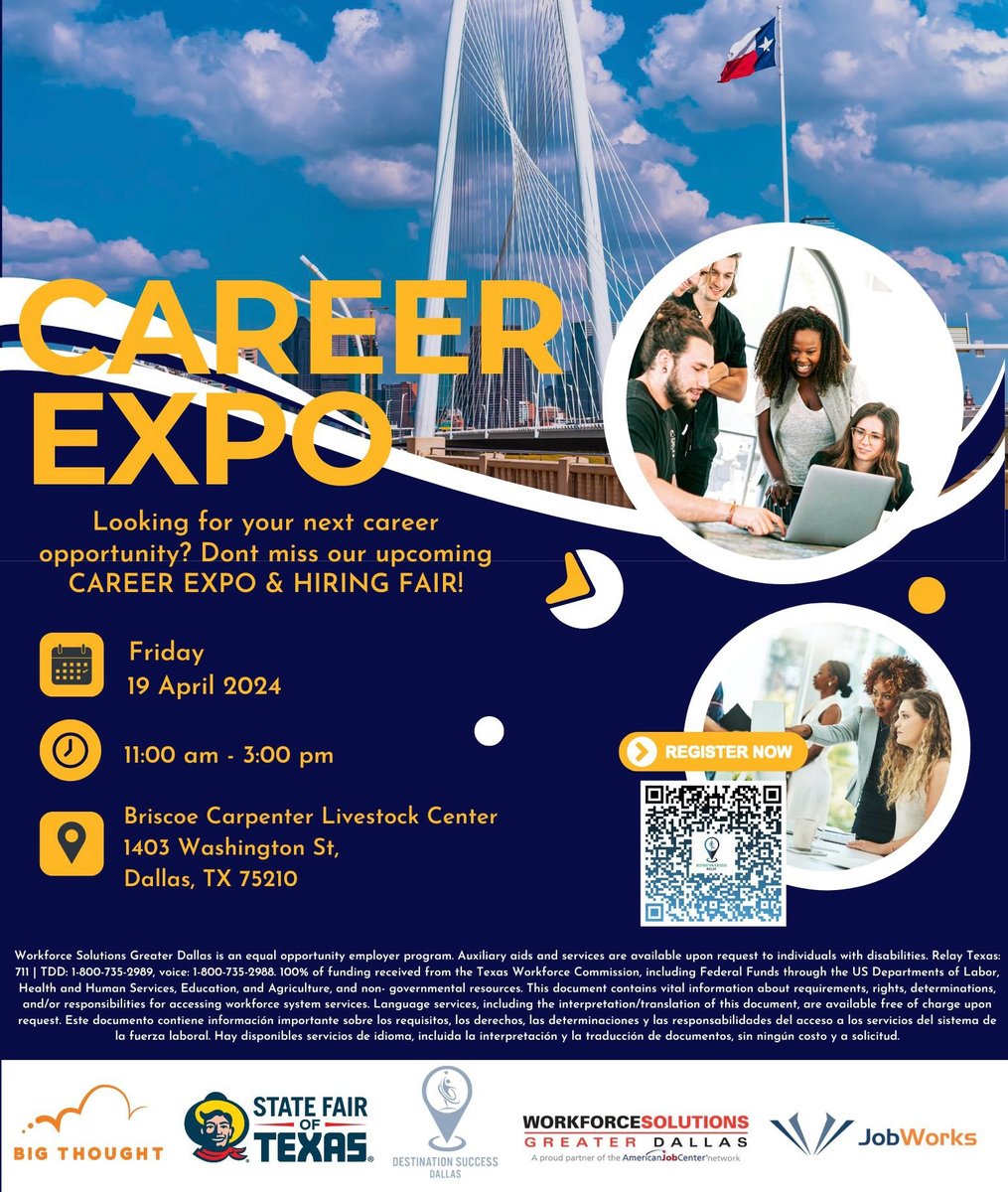 Don't miss out on your chance to kickstart your career with us! See you this Friday, 4/19/24 from 11:00am-3:00pm at the Briscoe Carpenter Livestock Center at 1403 Washington St, Dallas, TX, from 11 AM to 3 PM. #R1CU #Kickstartyourcareer