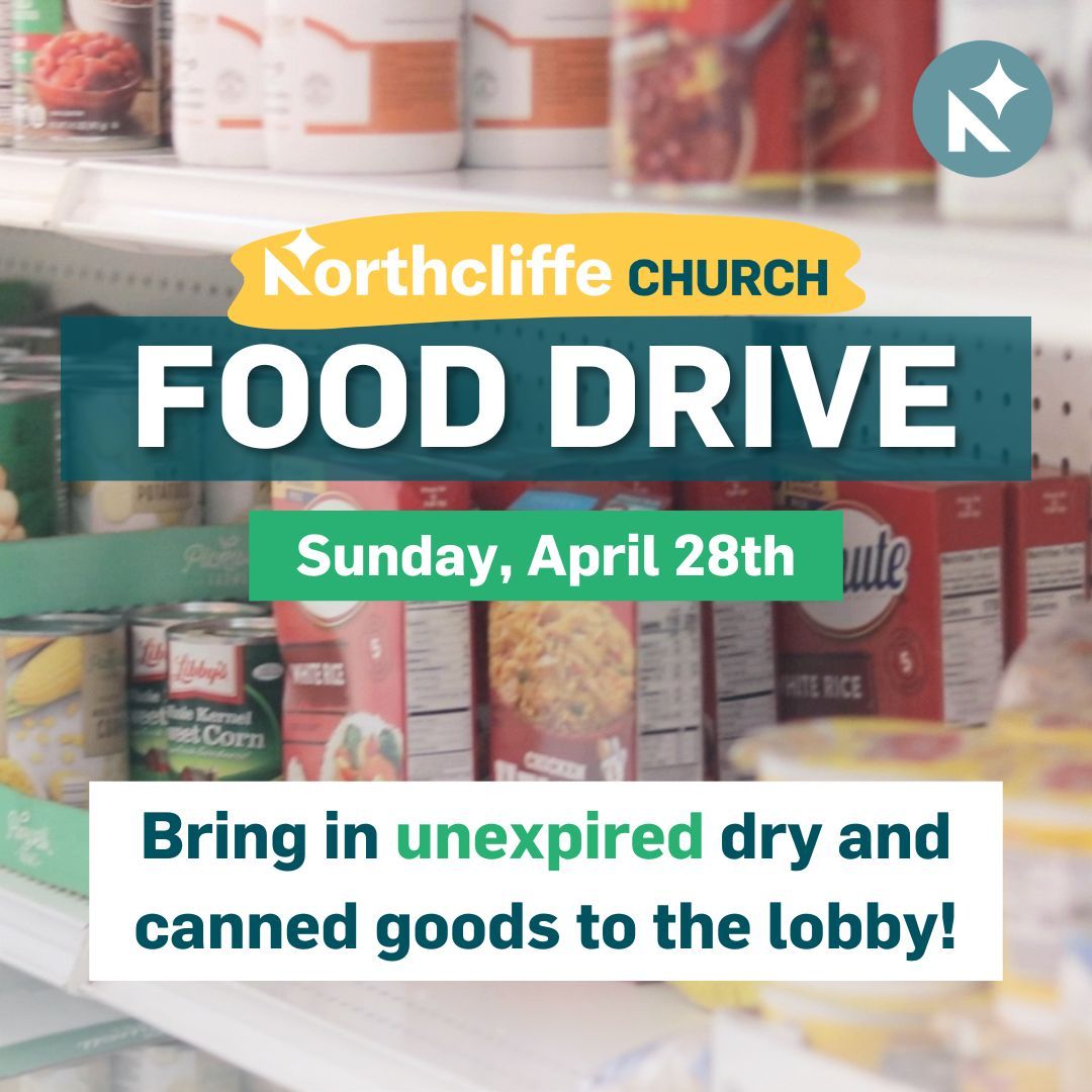 On Sunday, April 28, we will have a church-wide food drive for our food pantry! ✝️  

Bring in unexpired dry and canned goods and leave them in the worship center lobby. 🥫

#fooddrive #foodpantry #church