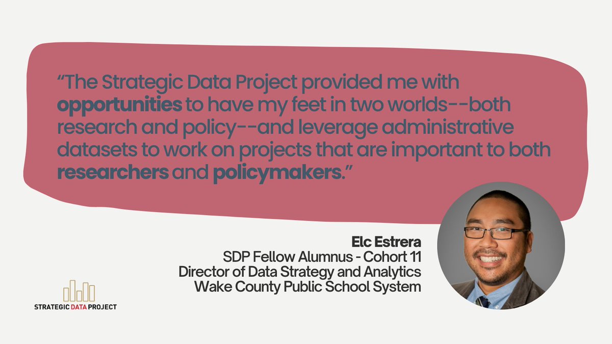 HarvardSDP's tweet photo. Learn more about Elc's journey from #SDPfellow to Director of Data Strategy and Analytics at @WCPSS during our info webinar for prospective SDP Fellowship candidates on Wednesday, April 24th at 12:00pm ET. Register here: https://t.co/2xCSGyrPlB https://t.co/eWvw3nOdc5