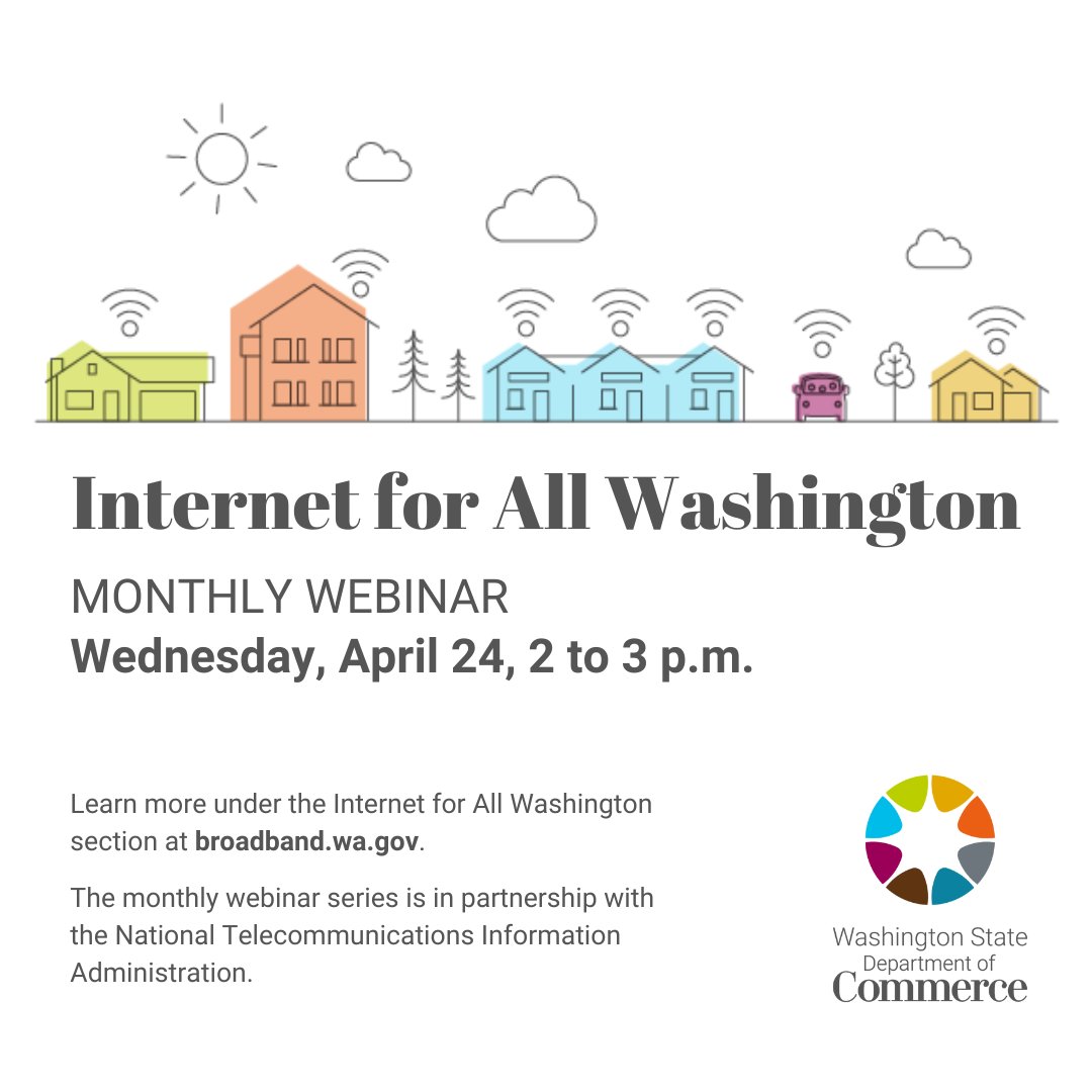 Join the monthly Internet for All webinar April 24 from 2-3 p.m. to get updates on the plan for accessible internet statewide: bit.ly/4atZQsN The State Broadband Office opened the Broadband, Equity, Access & Deployment Challenge Portal this week: bit.ly/44ar4lR
