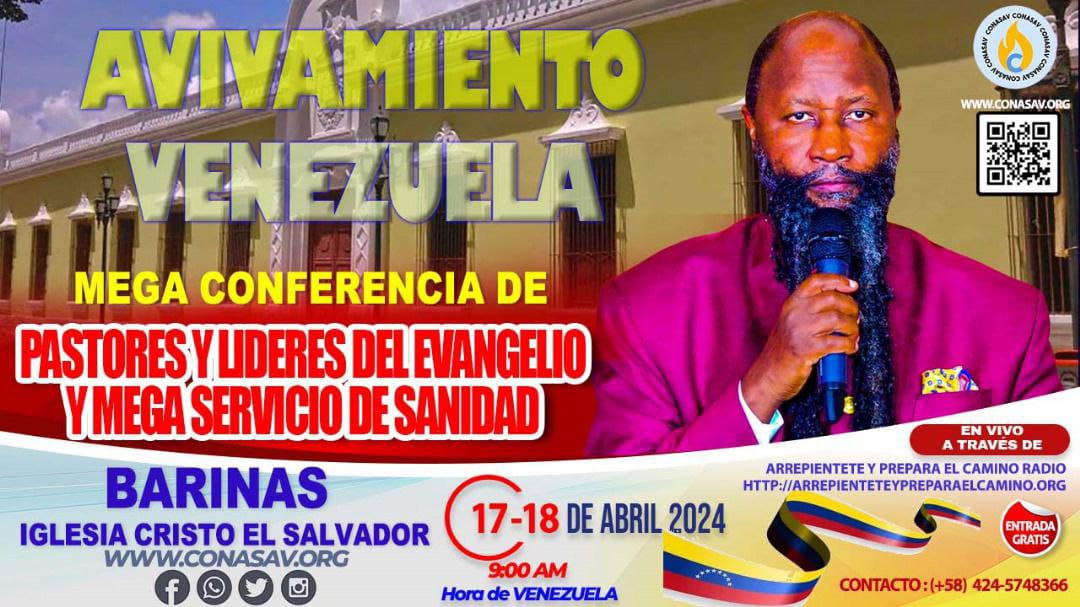 LLEGÓ LA VISITACIÓN MONUMENTAL DE DIOS PARA EL PUEBLO DE BARINAS #BarinasConference Pastores, Ministros y Líderes del Evangelio están reunidos escuchando tesoros de la eternidad que nos preparan para el Glorioso Reino de Jehová Yahweh.
Sintonice, comparta e invite a TODOS