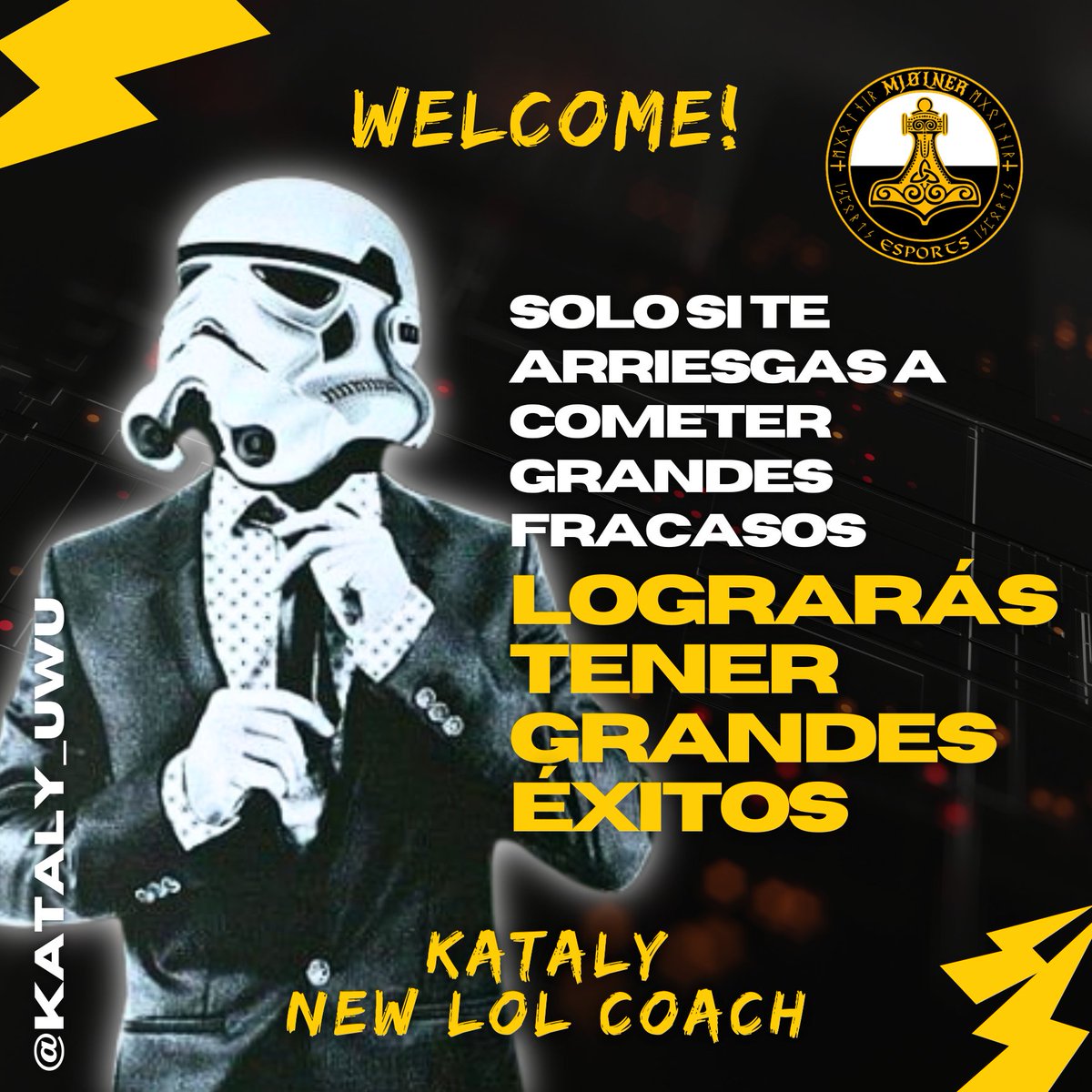 SOLO SI TE ARRIESGAS A COMETER GRANDES FRACASOS LOGRARÁS TENER GRANDES ÉXITOS 😎💪🏻

Bienvenido <a href="/Kataly_UwU/">Kataly</a>

⚡¡VICTORIA O VALHALLA!⚡ Nuestros valores: Respeto, integridad, capacidad de superación, constancia y desarrollo personal #VICTORIAoVALHALLA #esports #lolcoach #lol