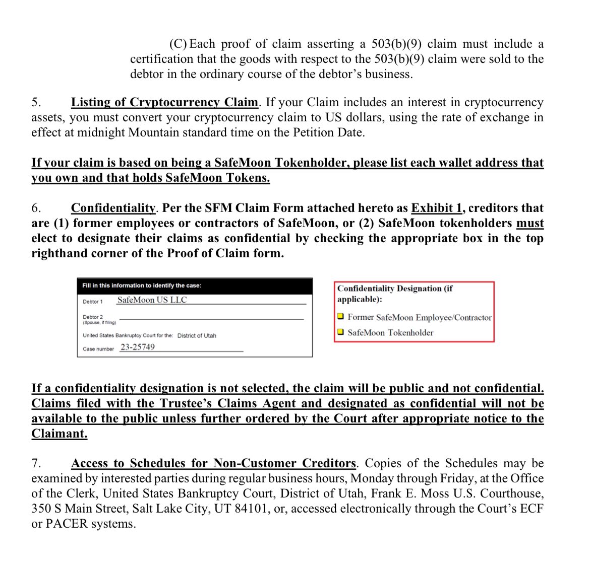#Safemoon BK Update April 17th 2024

Deadlines for filing proofs of claims - “Bar Date & Government Bar Date”

Motion is granted. July 22nd 2024 is established as the deadline for filing of Proofs of Claims against debtor - for both. 

Bar date notice/link should be provided to…