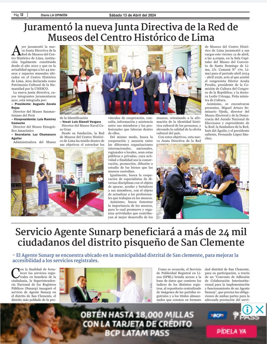 MuseosCHdeLima's tweet photo. Gracias a los medios de comunicación que se hicieron presentes en la Juramentación de la actual Directiva de la RED. https://t.co/2dIjJReqfn