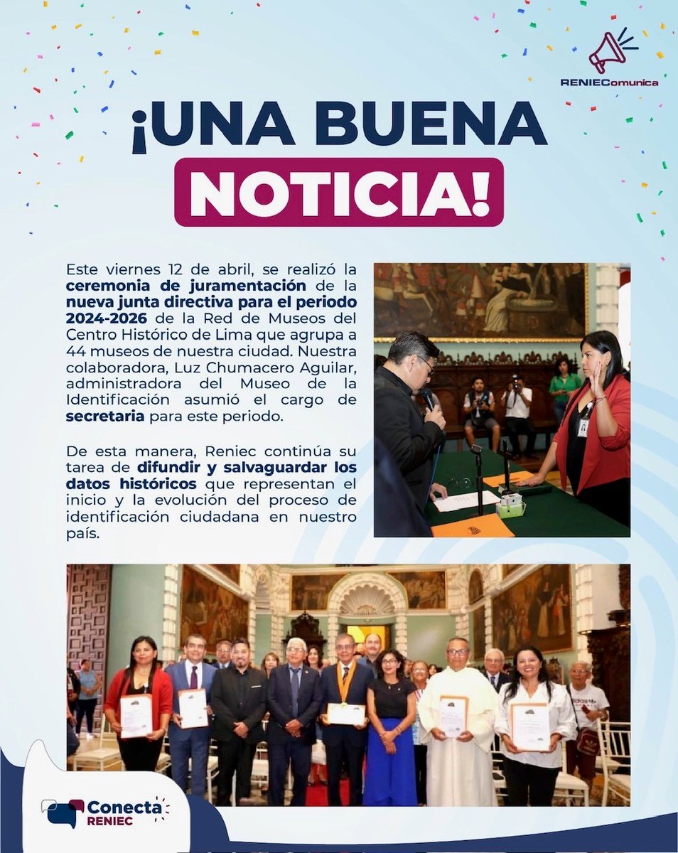 MuseosCHdeLima's tweet photo. Gracias a los medios de comunicación que se hicieron presentes en la Juramentación de la actual Directiva de la RED. https://t.co/2dIjJReqfn