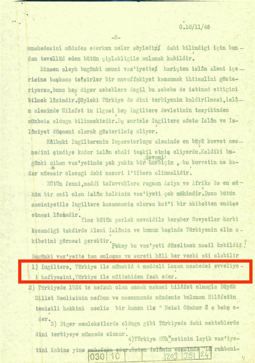 RESMİ TARİHİ YERLE YEKSAN EDEN BELGE‼️ . M.Kamâl, Lozan'dan önce İngiliz'lerle anlaşarak Hilafetin kaldırılması için 4 maddelik gizli bir anlaşma yaptı‼️ M.Kamâl'ın sınıf arkadaşı binbaşı Kemal Orhi, 1946 senesinde İsmet İnönü'ye devletin neler yapması gerektiğini yazdığı ++