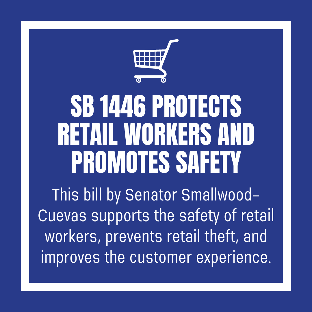 It’s time we protect workers’ jobs and prevent retail theft and workplace violence. That's why we are proud to support #SB1446 (@LolaForSenate), a #SmartSolutions bill that addresses retail theft without moving California backward. #CAleg