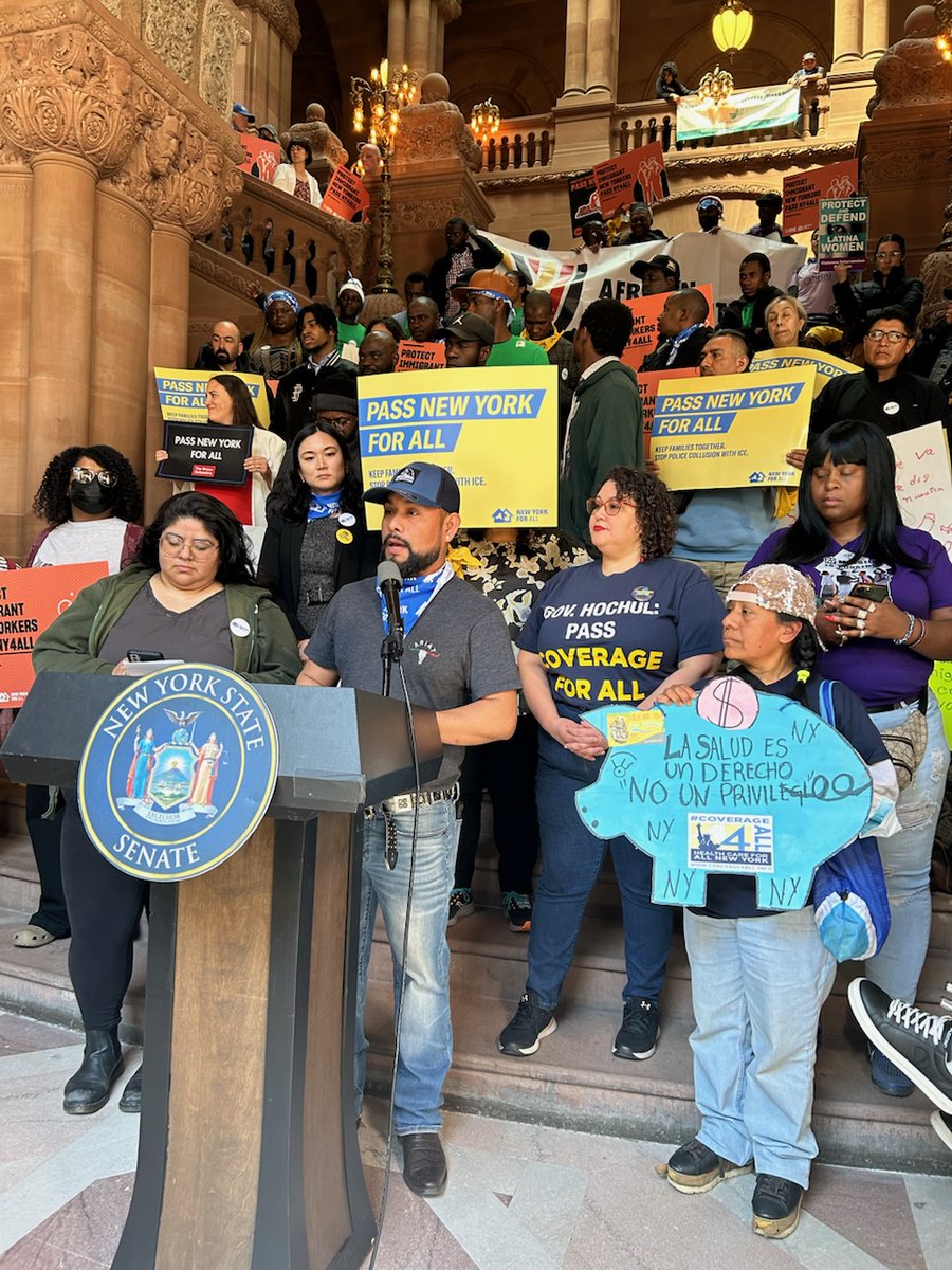 Luis, an agricultural worker from @AlianzaAgricola, spoke to the need to pass the New York for All Act to protect immigrant workers and their families from being funneled to ICE via collusion with local + state agencies. Tell your rep to pass NY4All now: bit.ly/NY4AllAct