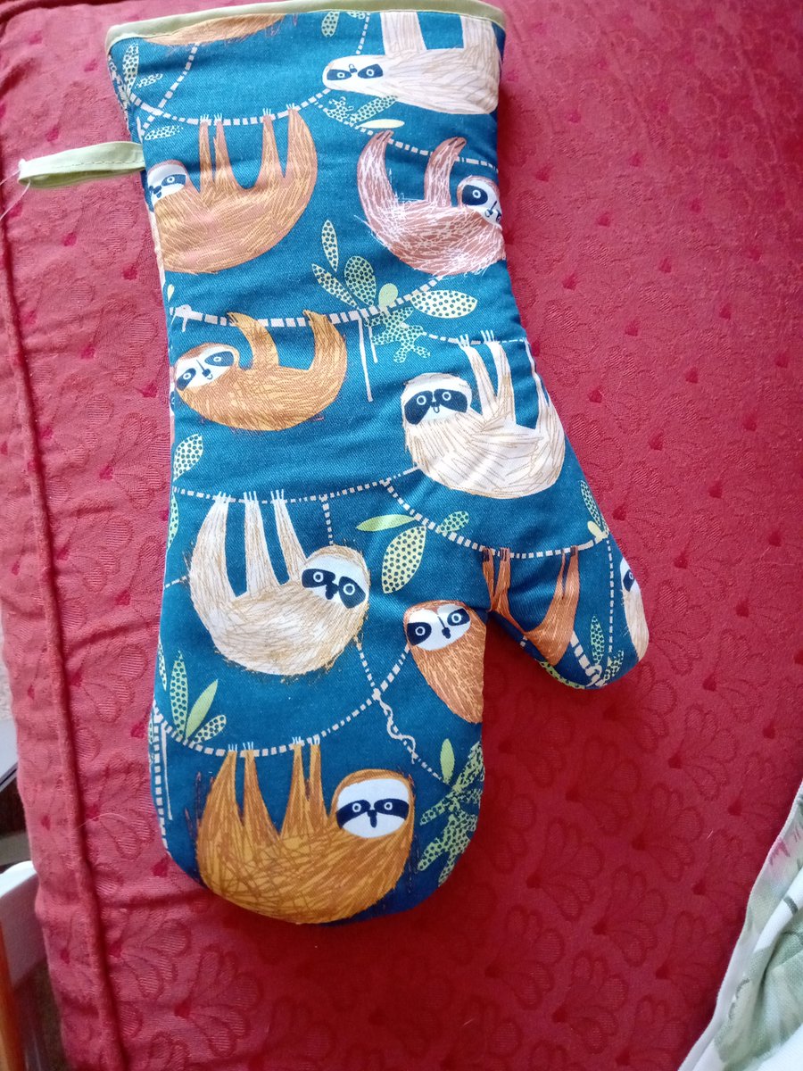 New oven mitts. Perfect for a slothful and slovenly person.