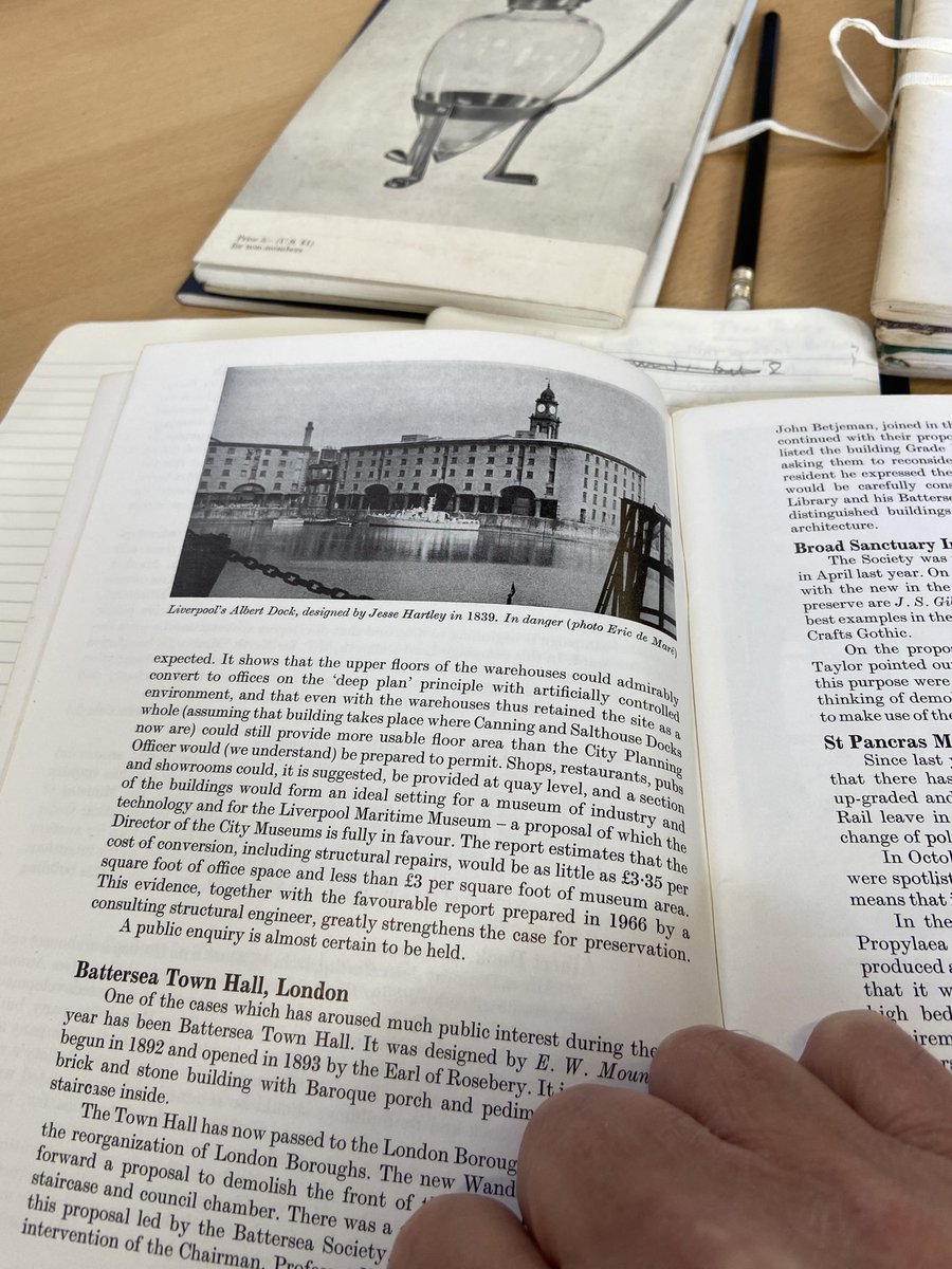 Day of archival work @IronbridgeGMT, researching LTC Rolt, engineer, writer, historian of the industrial rev: a member of the #VictorianSoc when it formed in the 60s: in 1967-8, #AlbertDock was at risk of demolition, already the fate of #EustonArch