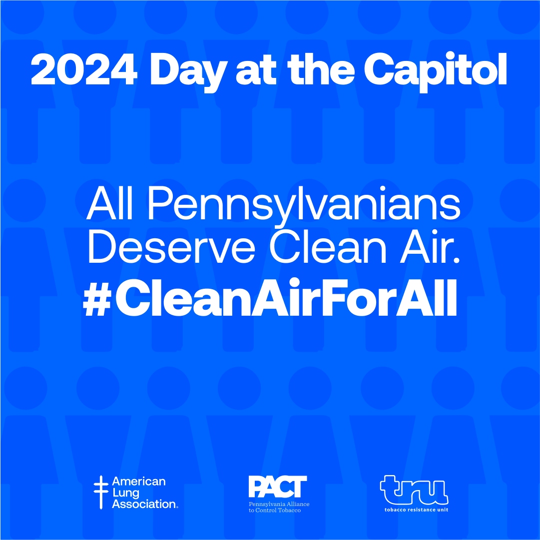 ALAPACT's tweet image. PA’s Clean Indoor Air Act doesn’t include e-cigarettes, which means workers and patrons can be exposed to their secondhand emissions. Advocate for a comprehensive law that protects our community: pactonline.org/datc-landing-2… #DATC2024 #CleanAirForALL