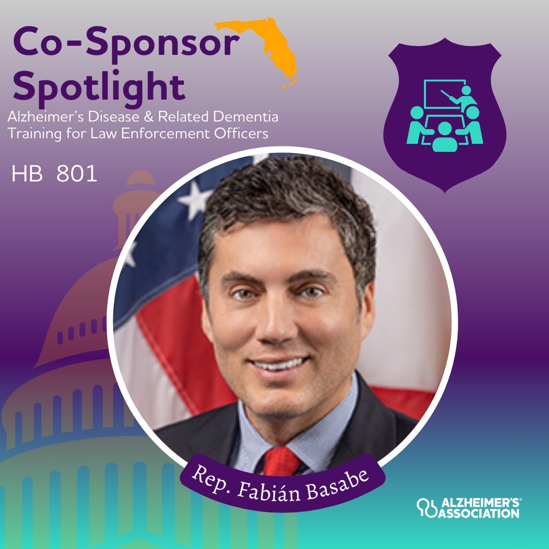6 in 10 individuals with dementia will wander at least once. HB 801 will ensure law enforcement has the resources needed to properly address these situations. Thank you Rep. @FabianBasabeFL for your cosponsorship of this critical legislation.
