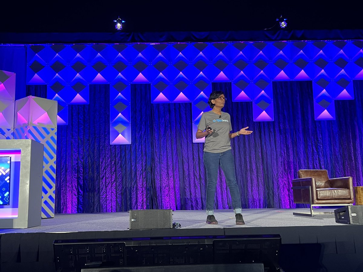 Anandhi Bumstead from AWS takes to the keynote stage to talk about the growth of #OpenSearch, an open source, distributed search and analytics suite that has had 17 releases since launching in 2021. View the schedule: events.linuxfoundation.org/open-source-su… #ossummit #opensource