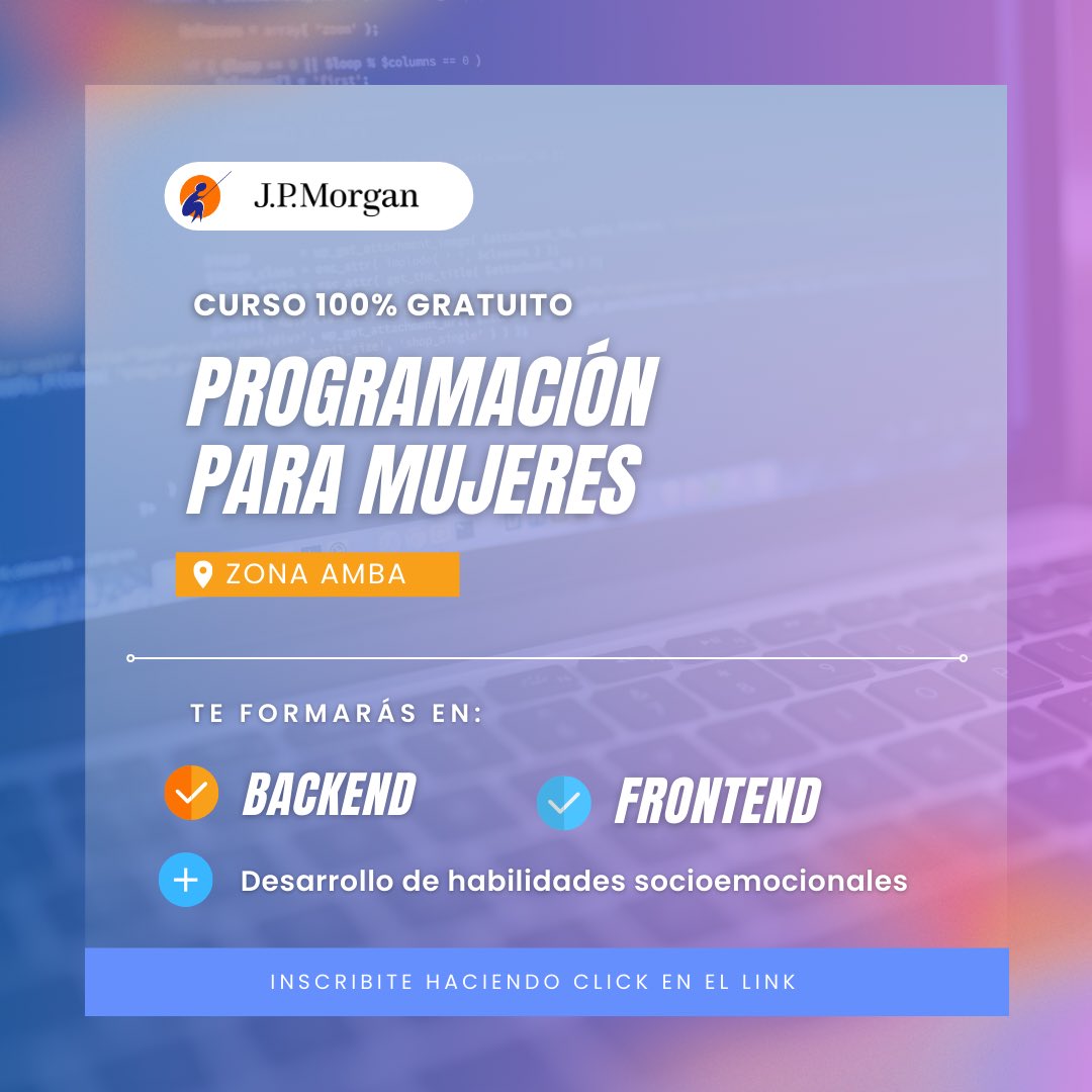 💻 PROGRAMACIÓN PARA MUJERES

🙌🏻 ¡Te invitamos a sumarte!

👉🏼 Inscribite completando el formulario forms.gle/79c4Gc95biC5F3…