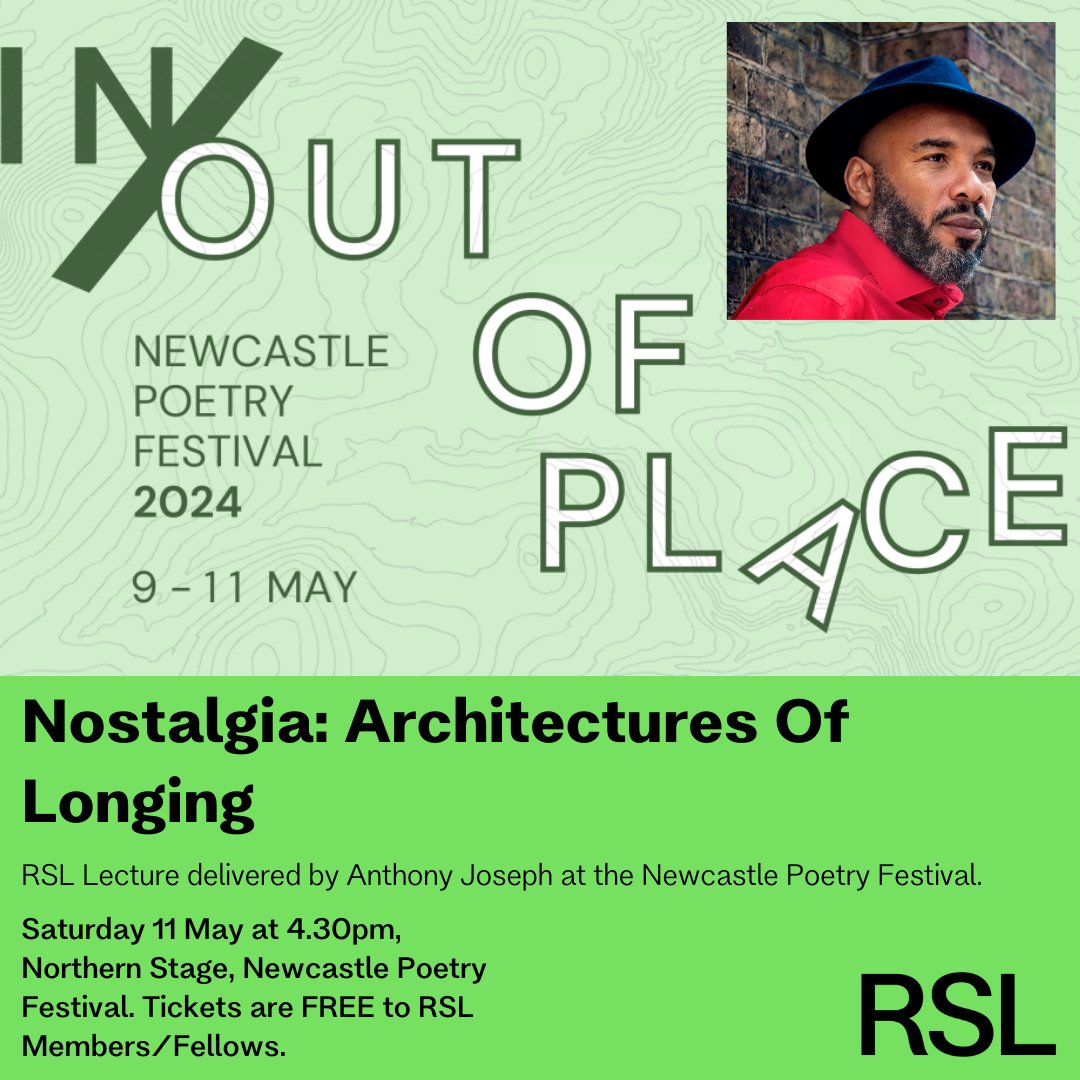 This year’s RSL Lecture at the Newcastle Poetry Festival will be delivered by Anthony Joseph @adjoseph Join us on 11 May, 4.30pm at the Northern Stage of the Newcastle Poetry Festival. Tickets are FREE to RSL Members/Fellows, you can register here: ow.ly/AAVp50Re7wS