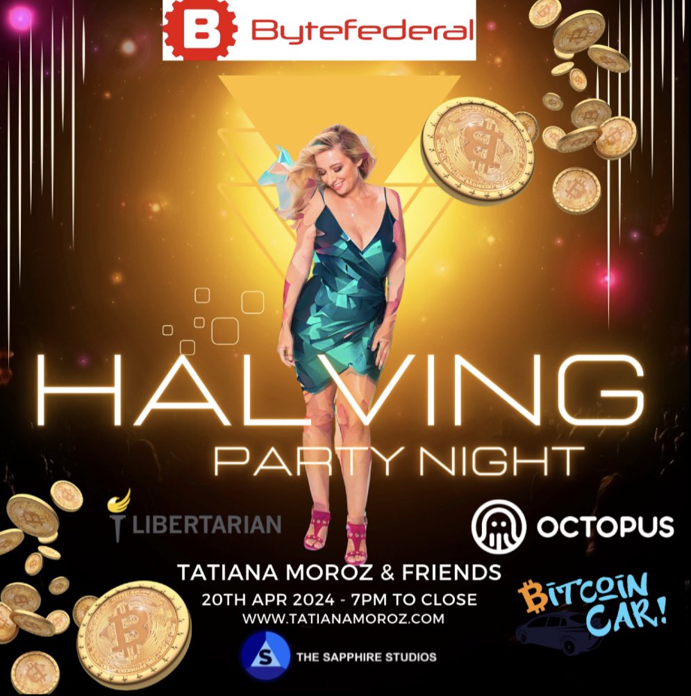It’s almost here, the Bitcoin Halving!  Support the event, and get your tickets now, before they go up at the door!

7pm at 9 Beach Club in Miami. Connect with many friends, both new and old, and commemorate just how far we have come.