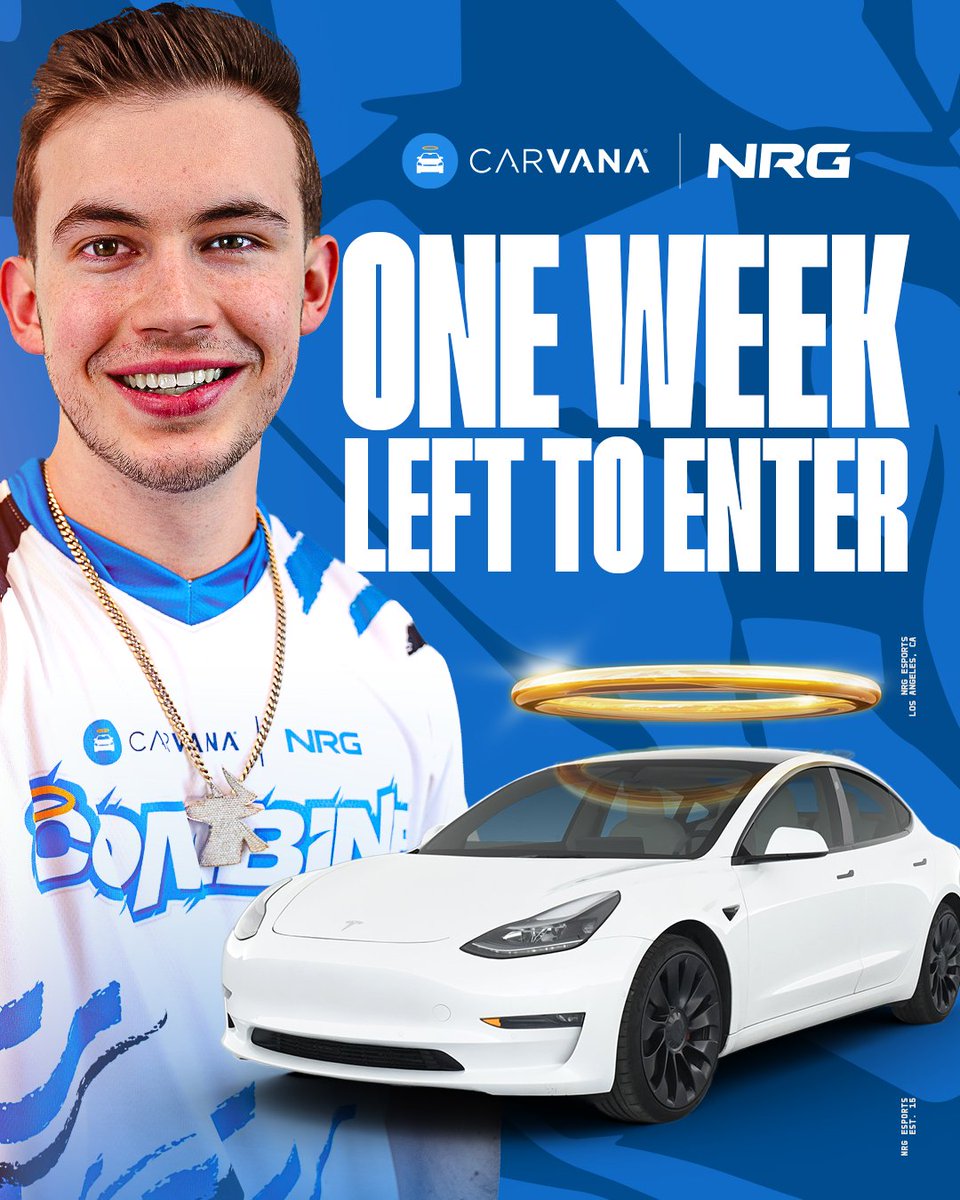 Celebrate the new NRG RL squad with the biggest giveaway we've EVER done. Only 7 days left to enter to win @amustycow's Tesla thanks to our partners @Carvana! Enter: bit.ly/MustysGiveaway