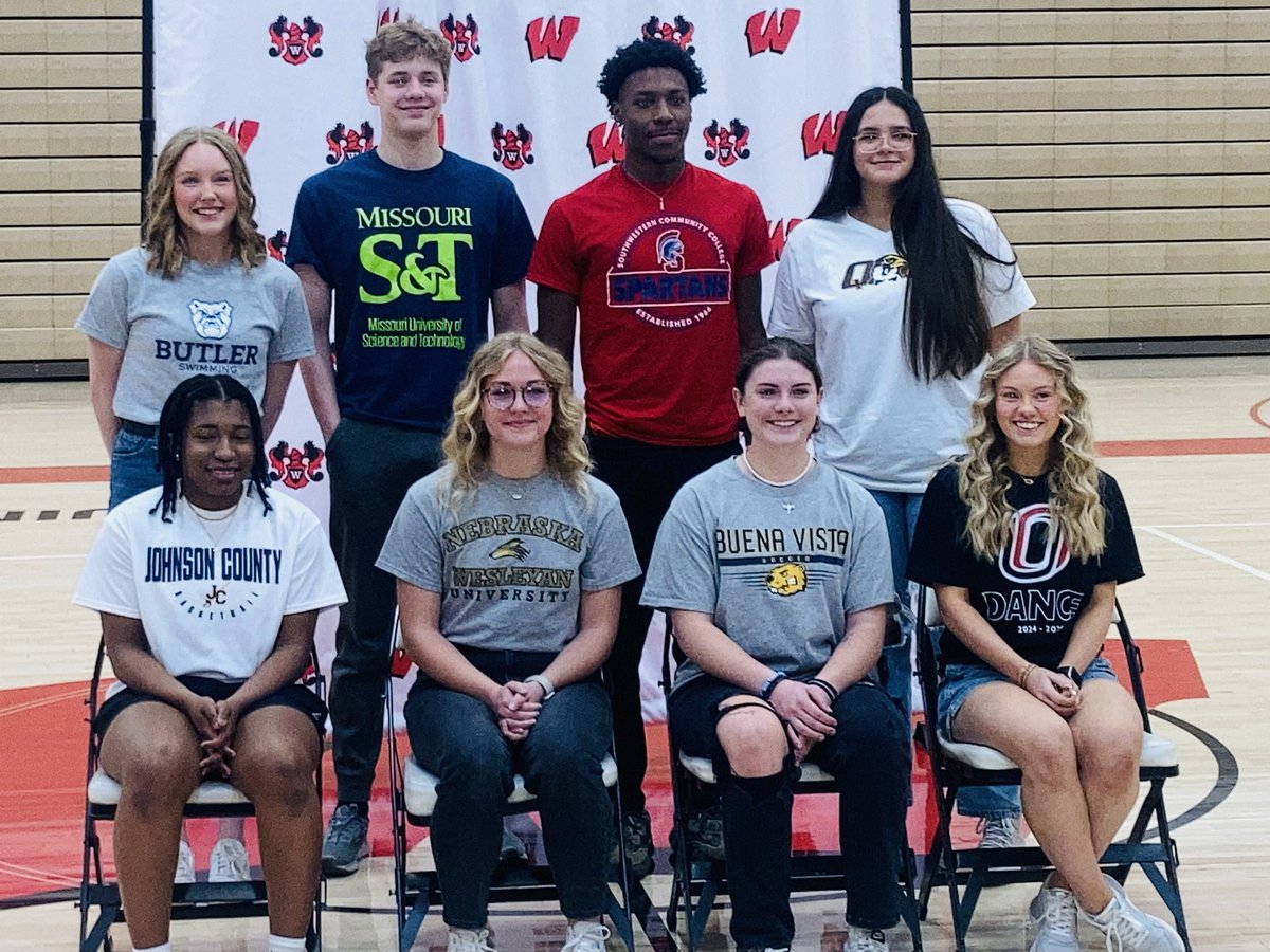 CONGRATS WARRIORS! Eight Westside students sign National Letters of Intent. Good luck in college!! @Westside_GSoc @westsidewired @WestsideHigh66 @WestsideSball @rickeyloftin #nebpreps @SwimWestside66