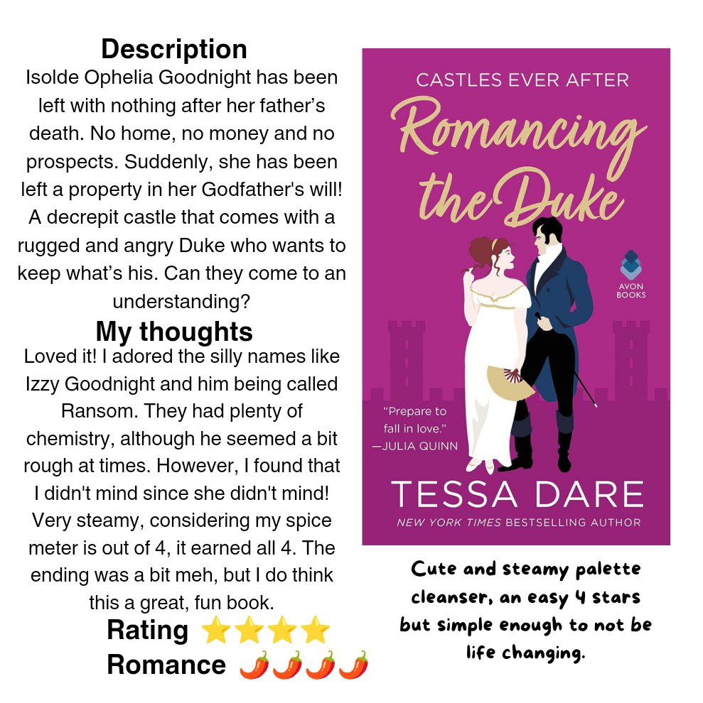sarusia77's tweet photo. romancing the duke by tessa dare - ⭐⭐⭐⭐!! https://t.co/04tTtuQ5EA