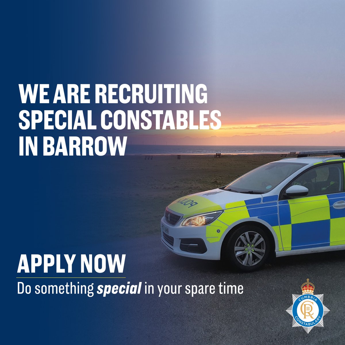 Become a Special Constable in Barrow 👮. The Special Constabulary gives you the opportunity to have a second career. This is a great opportunity to meet people from all walks of life and gain experience in a wide range of policing duties. Find out more 👉 orlo.uk/EpOHO