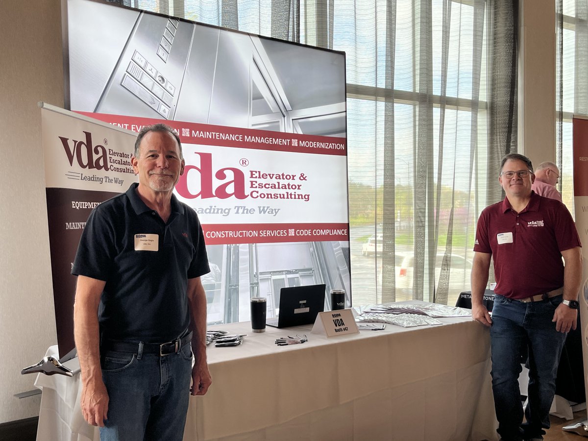 If you're at the #BOMA Columbus Trade Show in Dublin, OH today, stop by and see us at Booth #47. #vda #LeadingTheWay #ElevatorConsultants