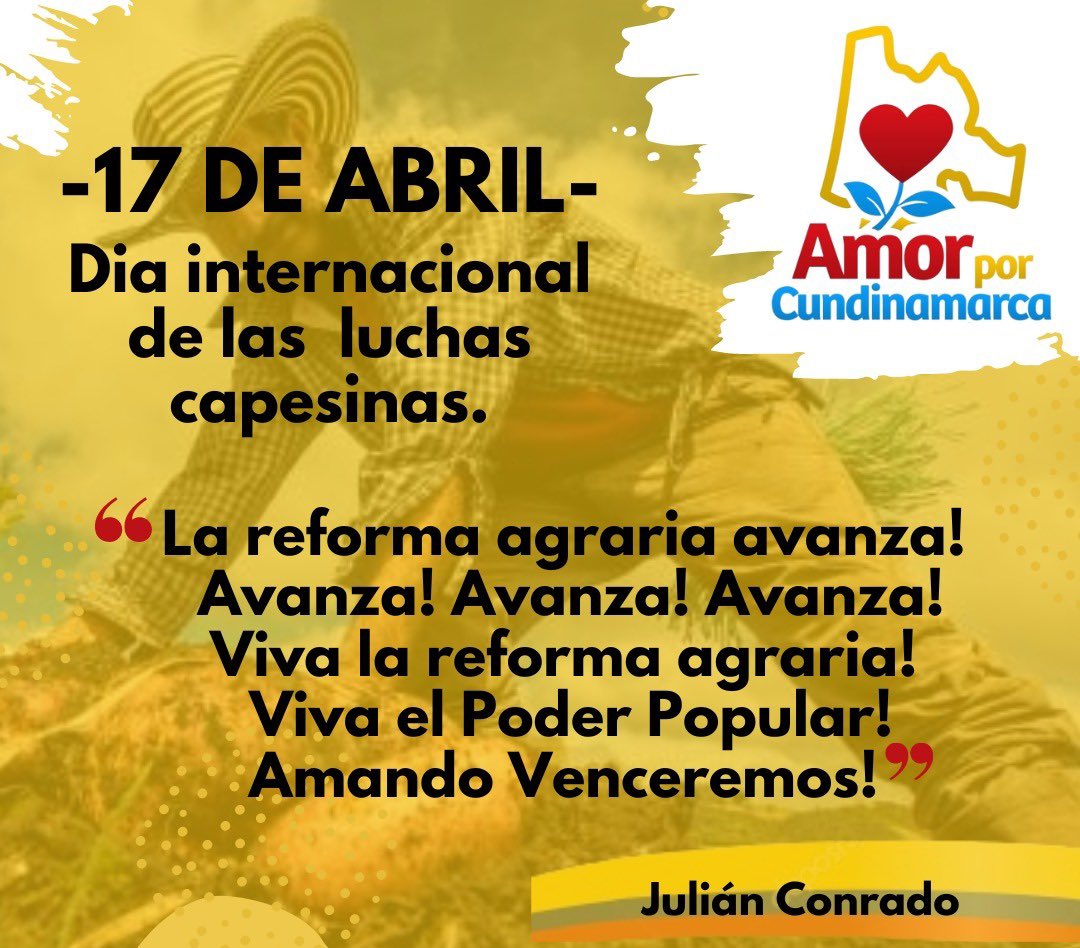 La #ReformaAgraria avanza sin parar en el territorio nacional. La lucha campesina sigue vigente más que nunca. #Amandocenceremos #Amorporcundinamarca