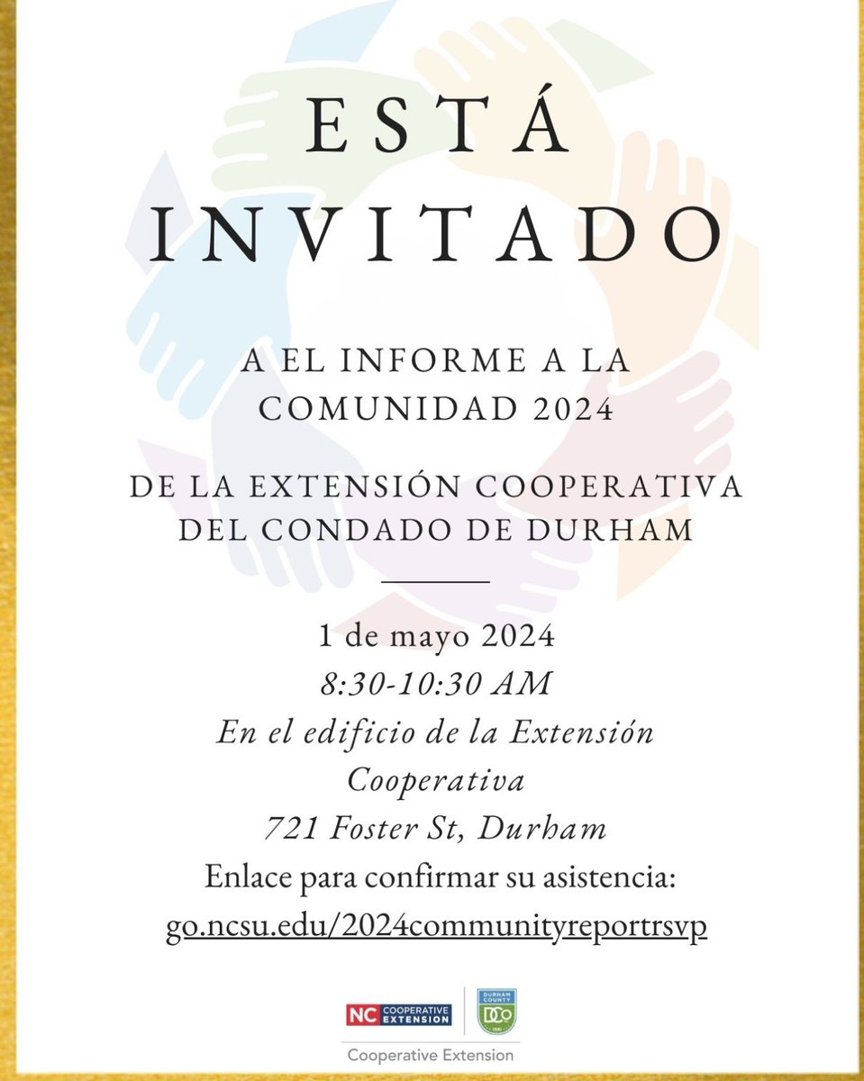 Join us for a special event where we will share our 2024 Report to the Community! Enjoy a delicious breakfast, learn about Cooperative Extension's work in the Durham community, and receive a small thank you gift for your support. RSVP here: zurl.co/aVvo