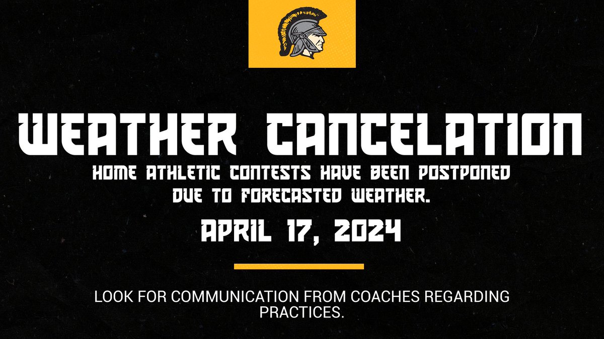 Track & Field vs. Petoskey, JV Softball vs. Gaylord have been canceled as a result of the forecasted poor weather expected this afternoon. #GoTrojans