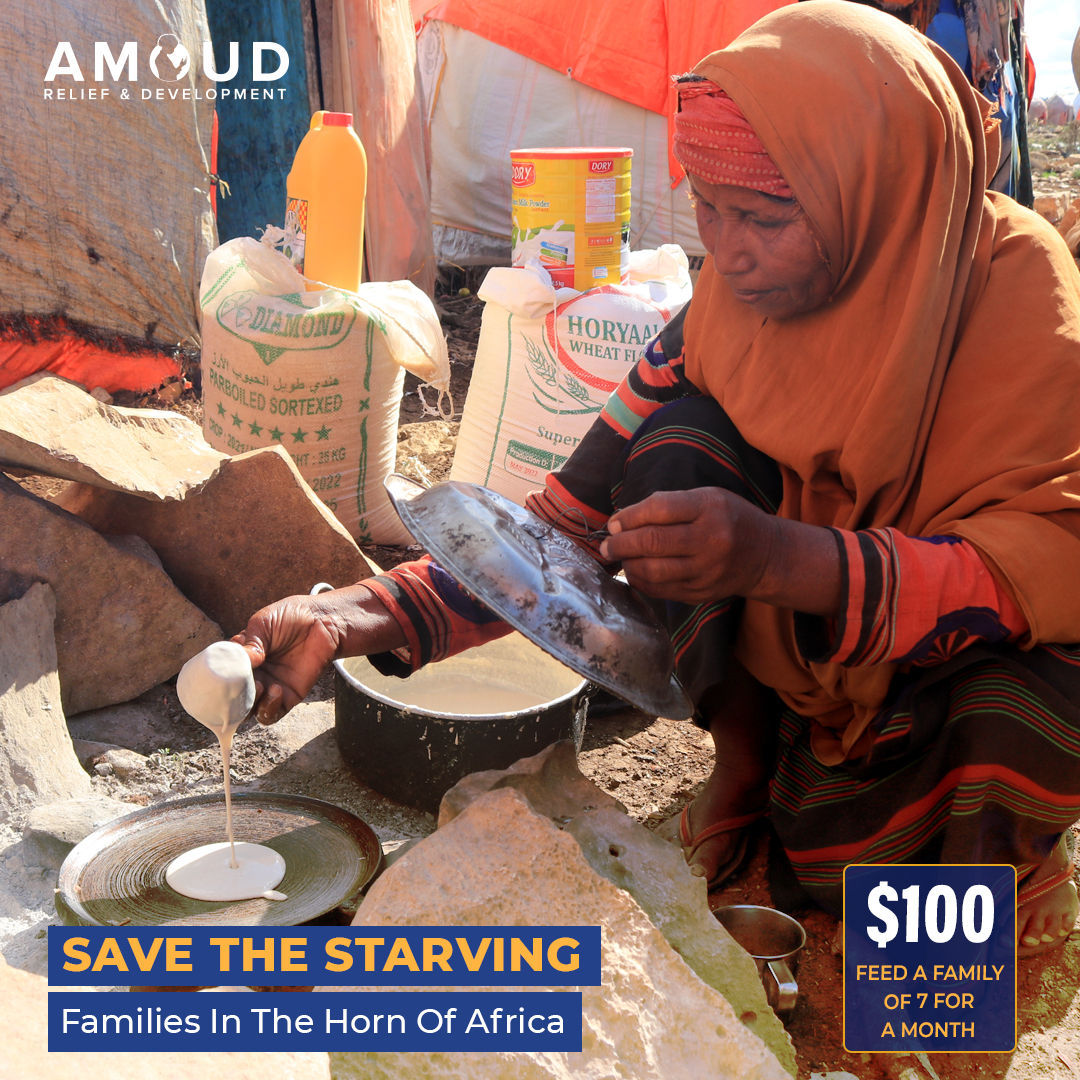 In the #HornofAfrica, famine has left countless desperate for sustenance.

Through the #AmoudFoundation, you can be a lifeline, delivering nourishment to the hungry and reviving their spirits.

Join us in this crucial mission to save lives. Donate now at amoudfoundation.org/cause/food-aid.