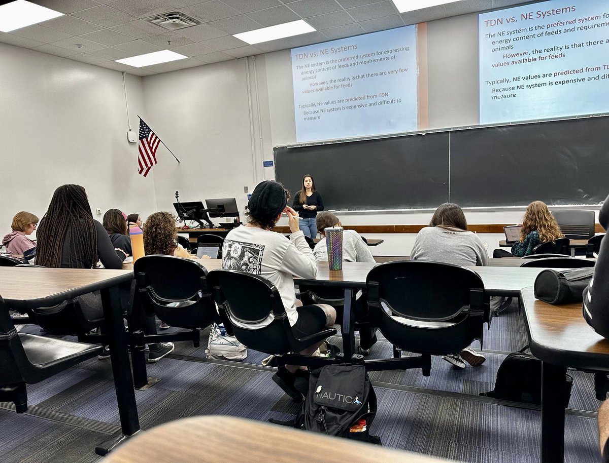 Ana Carolina Silva Vicente, PhD student in our lab, has been a tremendous asset as a teaching assistant in Animal Nutrition. She has been holding office hours, review sessions, grading and lecturing energetics. Way to go, Carol! Proud of your growth! 👏💪🚀 #GoGators 🐊