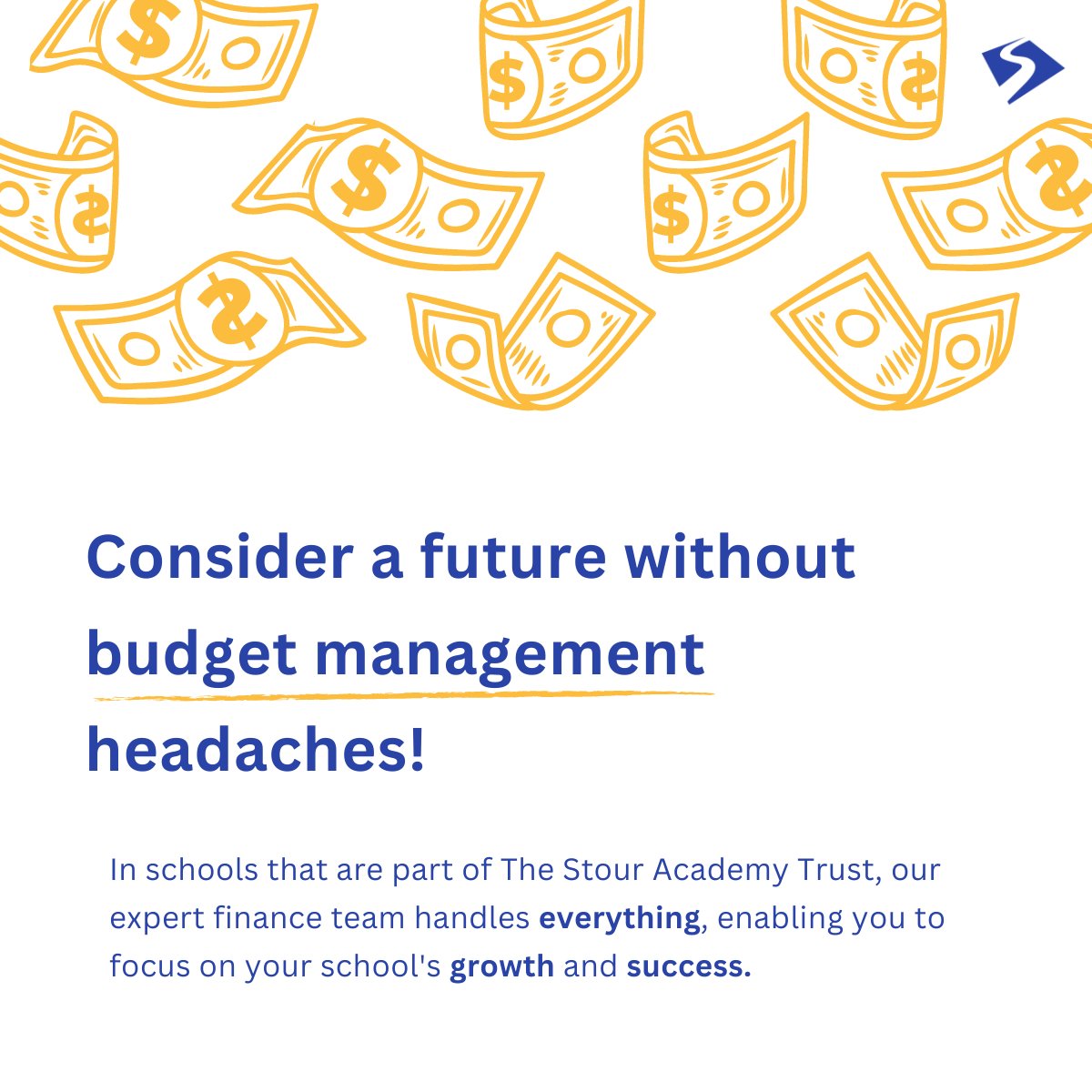 Consider a future without budget management headaches!🤯
In schools that are part of The Stour Academy Trust, our expert finance team handles everything, enabling you to focus on your school's growth and success.

 #TrustInStour
thestouracademytrust.org.uk/joining-our-tr…