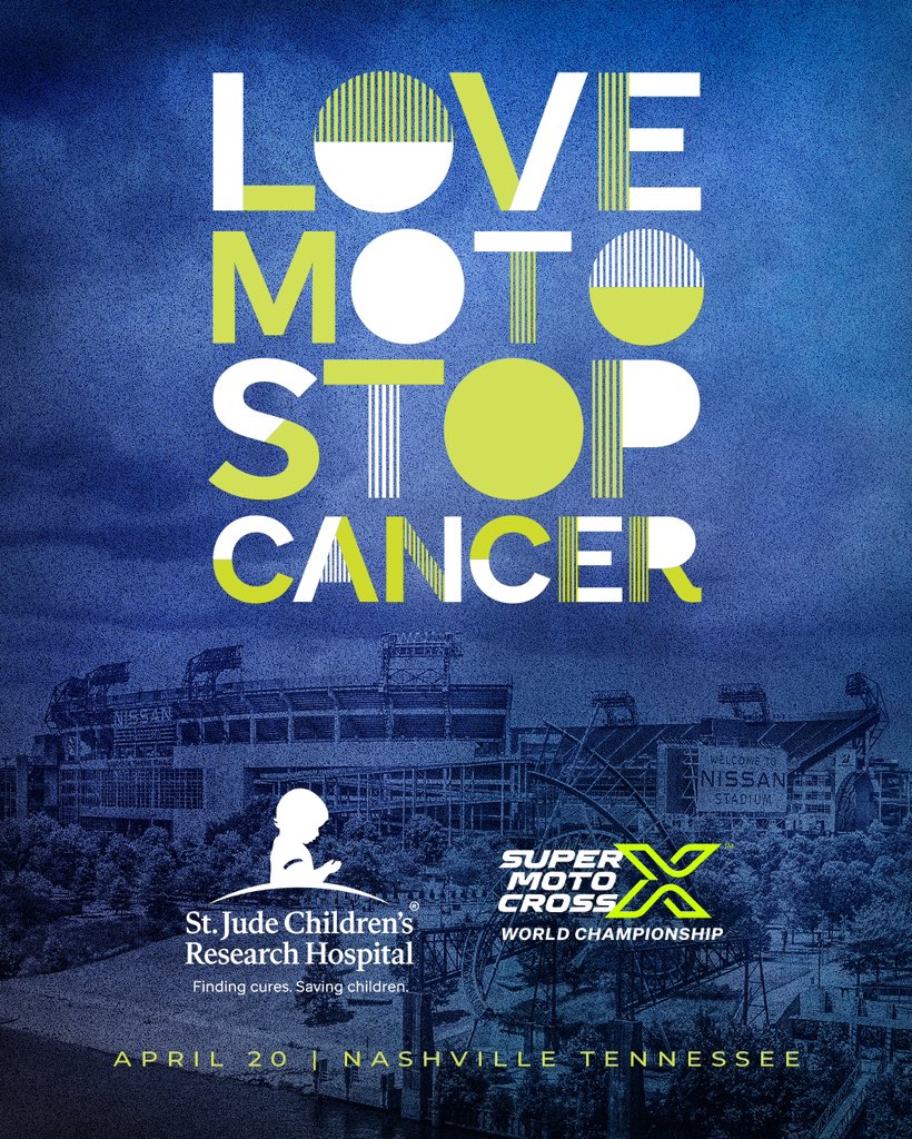 This weekend’s race in Nashville will play host to the annual Love Moto Stop Cancer Race benefiting @StJude. We are honored to be apart of @StJude’s mission to finding cures and saving children. Together we can save kids’ lives. To help, text SUPER to 785-833 📲