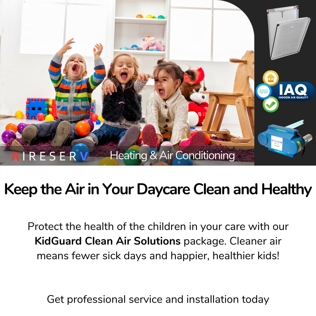 Click the link below for more information on Indoor Air Quality...

aireserv.com/services/indoo…
#oconomowoc #westallis #IAQ #indoorairquality #childdaycare #daycare