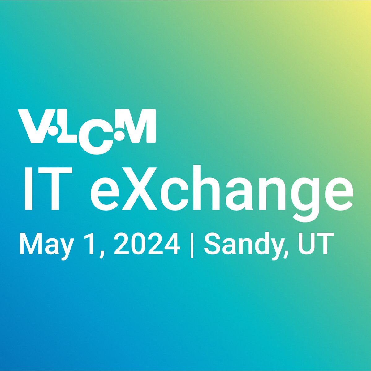 We are thrilled to be sponsoring the @VLCM IT eXchange! #gettingITright. Come visit our booth on May 1st at the Mountain America Expo Center. 8 am - 3:30pm 🎉 We can't wait to connect with you & discuss how we can help take your business to the next level. #VLCMITExchange