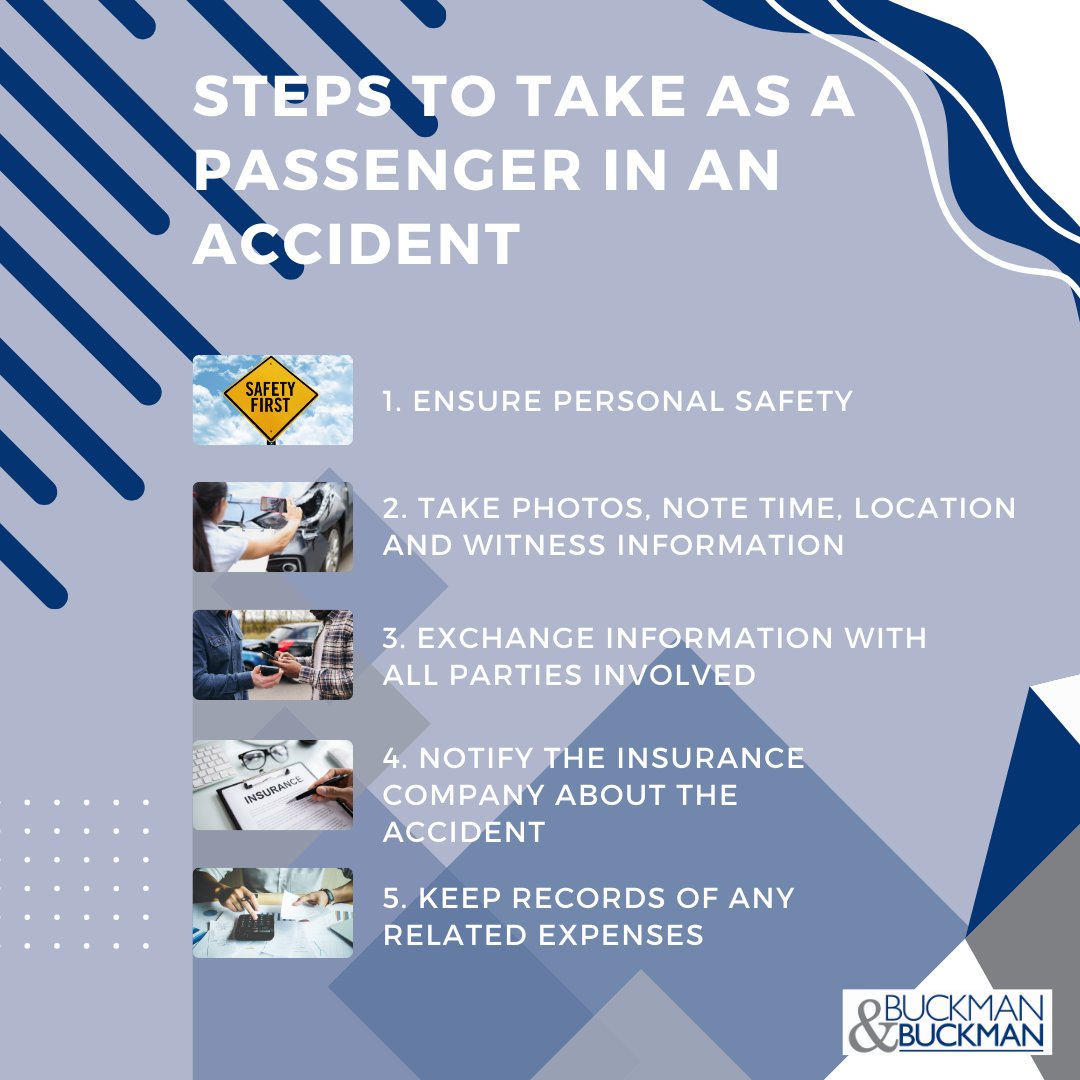 As a passenger in an accident, it's important to have all the necessary information and documentation to ensure gaining the compensation you deserve. 

#compensation #personalinjurylawyer #caraccidentlawyer