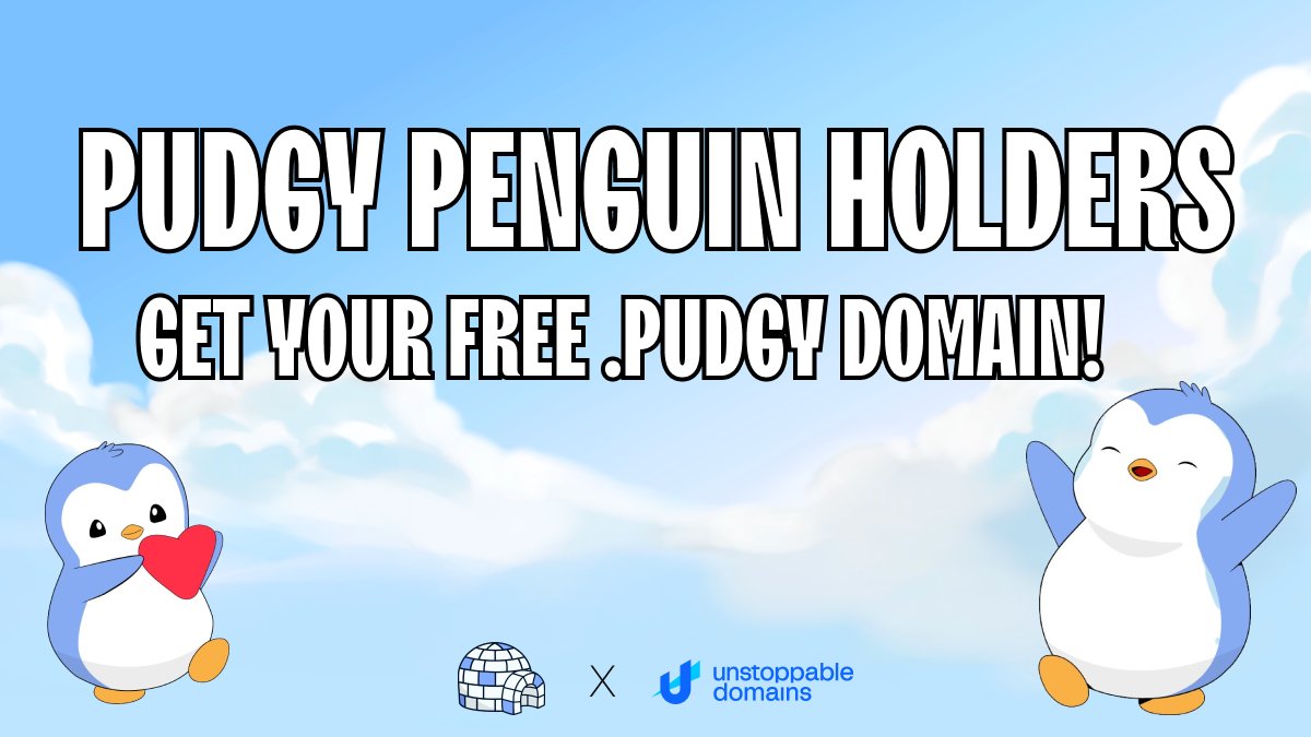 Pudgy Penguins… There’s just 24 HOURS LEFT! 🚨 Claim your FREE .Pudgy digit domains before it’s too late! 🐧❄️ Don’t miss your opportunity to get a personalized digital identity that’s as unique as your treasured NFT… Offer ends tomorrow at 9am ET. unstoppableweb.co/3TUGXbu