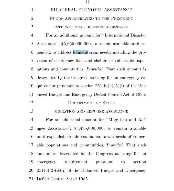 Can confirm Johnson's #Israel aid bill does include humanitarian funding Yesterday Democratic leadership said humanitarian aid would be key for their support.