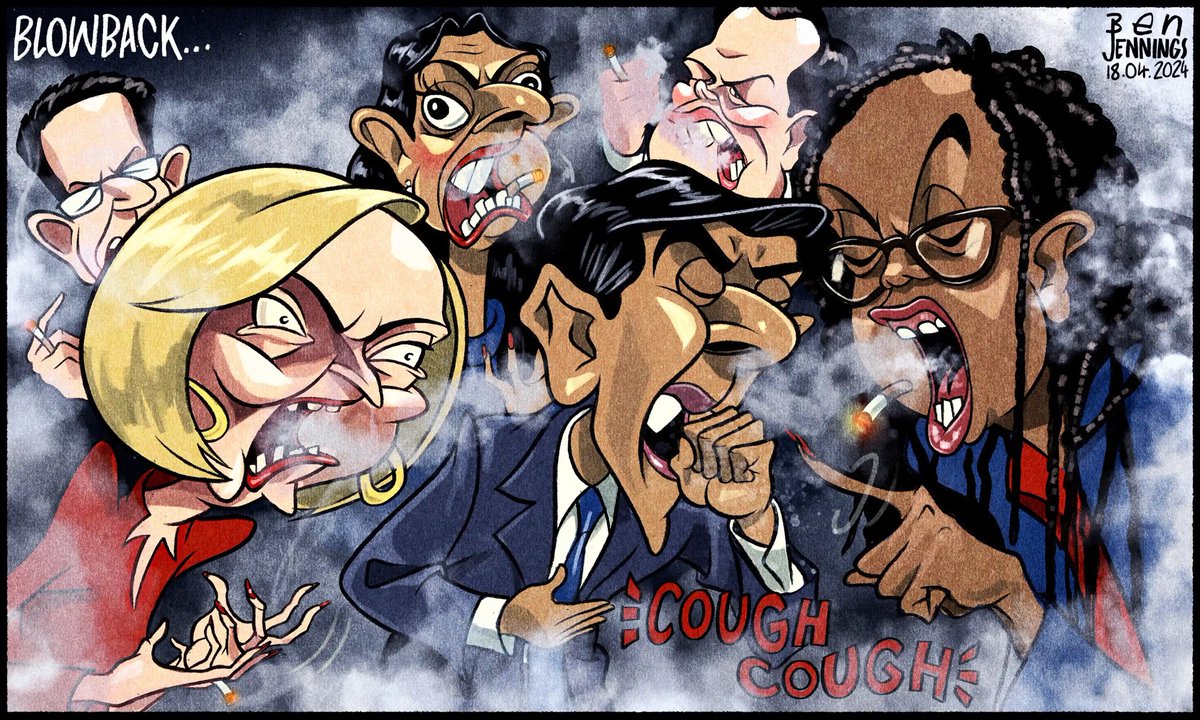 Ben Jennings on Tory divisions over Rishi Sunak’s smoking ban proposals – political cartoon gallery in London original-political-cartoon.com