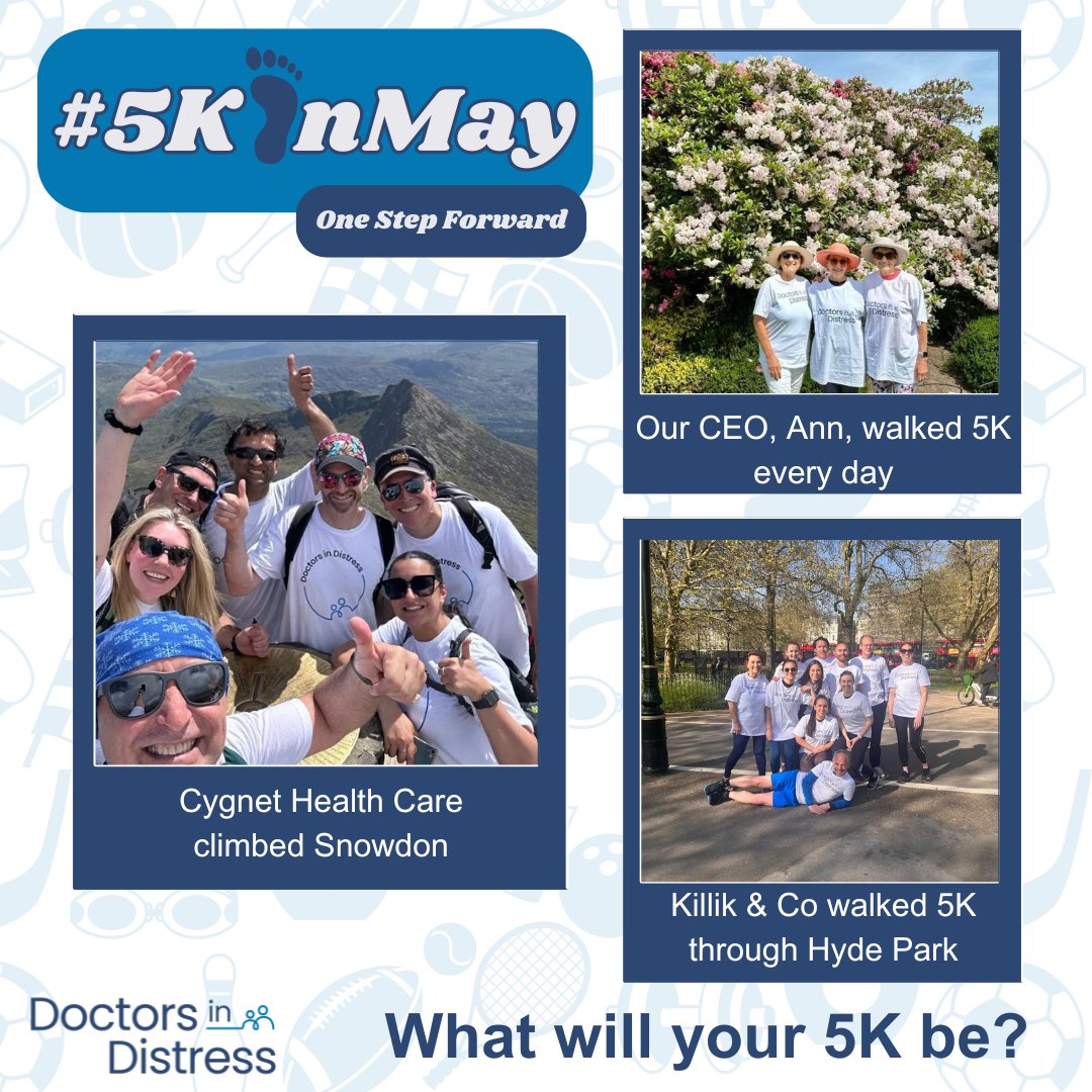 Just two weeks to go until our annual fundraiser 5K in May begins! We know how vital mental health support is for all our healthcare professionals, which is why we want to raise as much money as possible to support our work. This year’s theme for the 5K challenge is One Step