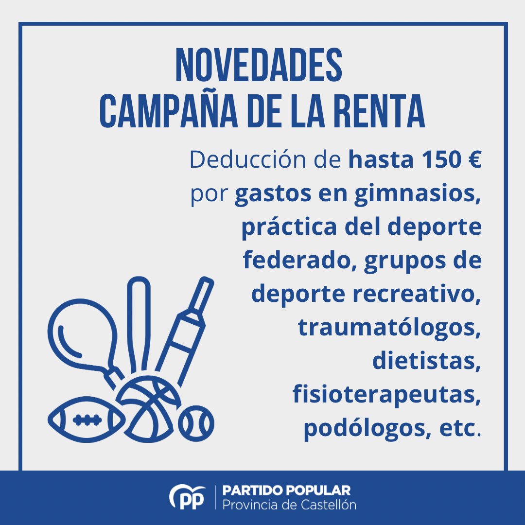 🔵 En la provincia de Castellón y en toda la Comunitat Valenciana #LoJustoEsPagarLoJusto. Gracias al gobierno de PP de @carlos_mazon_ sales ganando y podrás desgravarte los gastos en el gimnasio. #ElCambioSeCumple