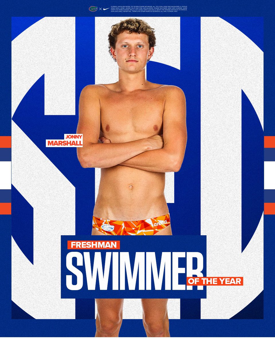 Okay Jonny 😤 Congratulations to Jonny Marshall on earning SEC Men’s Freshman Swimmer of the Year! #GoGators