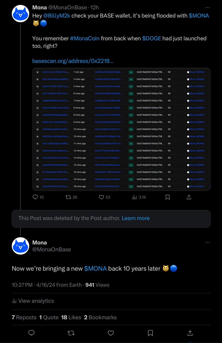MonaOnBase's tweet photo. A short story in three parts, featuring @BillyM2k 😿 

$MONA $DOGE https://t.co/A7fqrcoelo