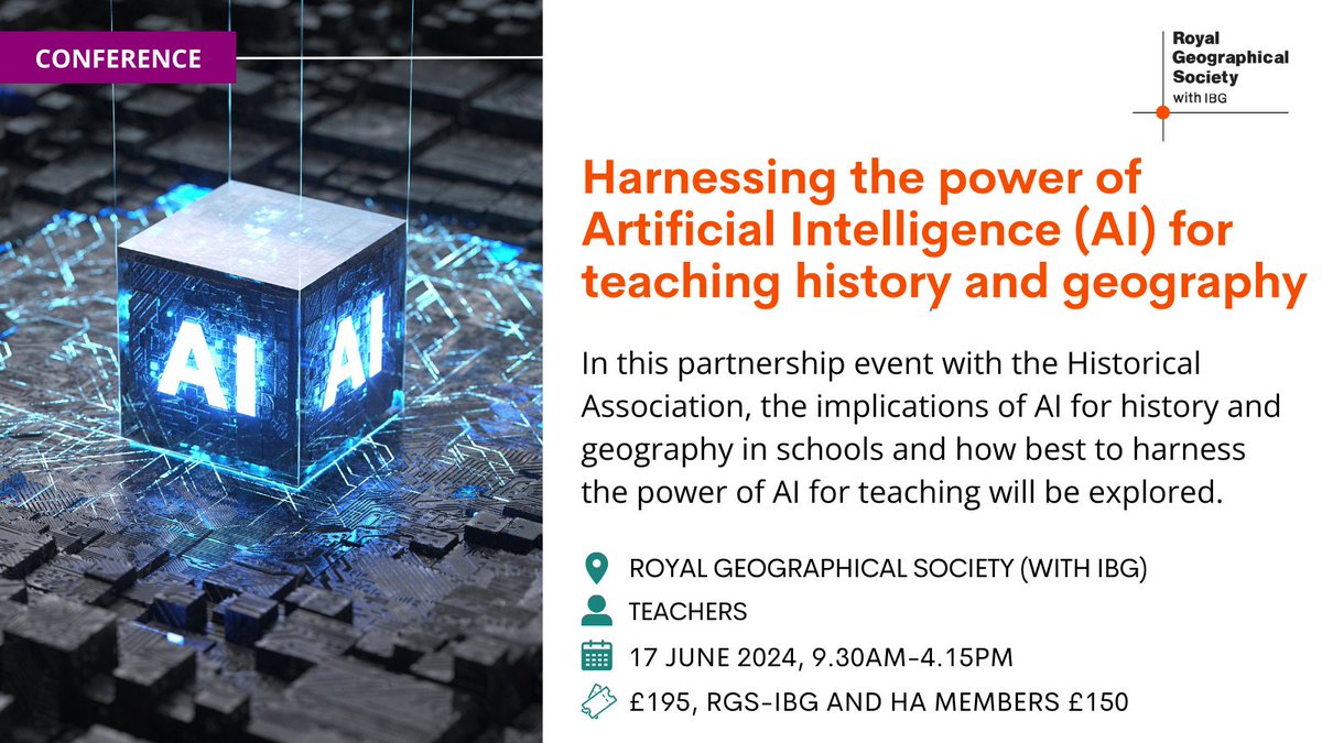 Is Artificial Intelligence a threat to history and geography teaching, assessment and quality assurance? Teachers, join us for this joint event with @histassoc to find out more about harnessing the power of AI in the classroom and beyond. ow.ly/Ulem50R99Gj