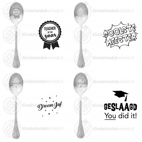 kinderbestek's tweet photo. One Message Spoon tekstlepels met thema school of examen #droomjuf #coolstemeester #teacheroftheyear #geslaagd: https://t.co/nHpq9mwjUU https://t.co/umoWnSe4mK
