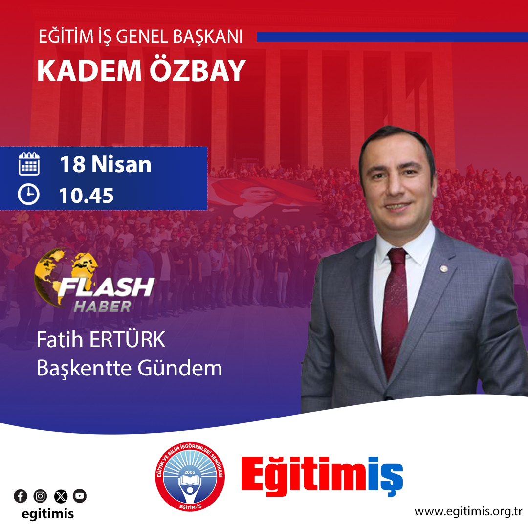 Genel Başkanımız Kadem Özbay, 🗓️yarın (18 Nisan 2024 Perşembe) ⏰Saat 10.45’te 📺Flash Haber Tv’de Fatih ERTÜRK’te canlı yayın konuğu olacaktır. @kademozbay_ @flashhabertvcom @fatiherturk31